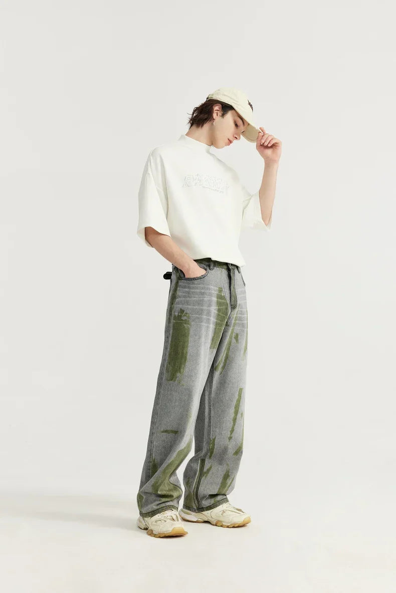 Hand-Painted Wide Leg Jeans