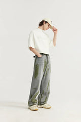Hand-Painted Wide Leg Jeans