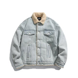 Snow Color Cozy Faux Fur Denim Jacket