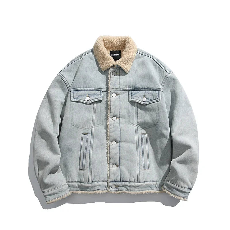 Snow Color Cozy Faux Fur Denim Jacket