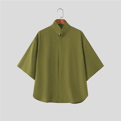Korean Style High Collar Short Sleeve Shirt