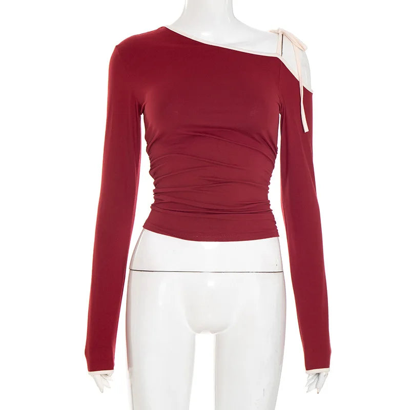 Y2K Off-shoulder Long Sleeve Top