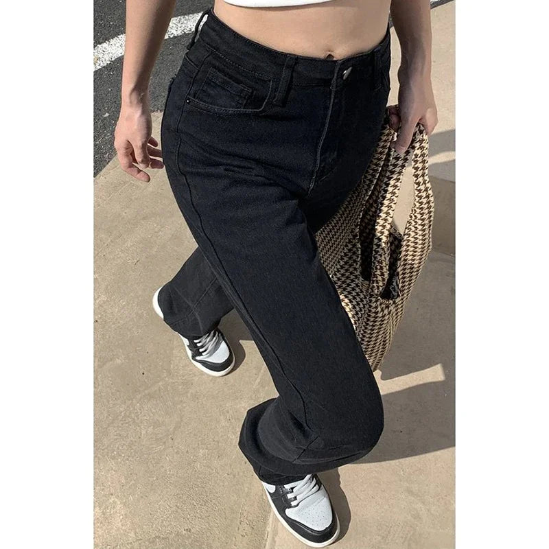 High Waist Korean Straight Leg Jeans