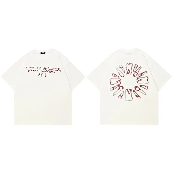 Funny Teeth Graphic Casual White T-Shirt