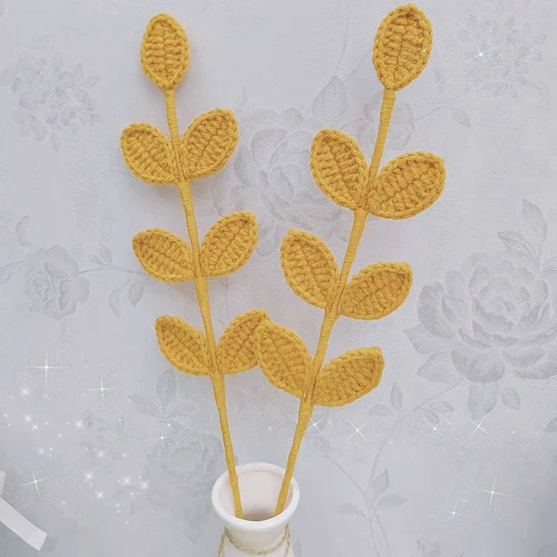 Hand-knitted Crochet Bouquet Woven Leaves Valentine's Day