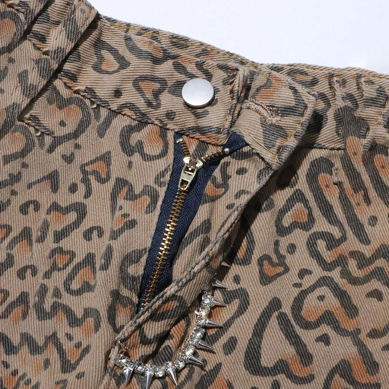 Baddie Leopard Embellished Cut Out Pants