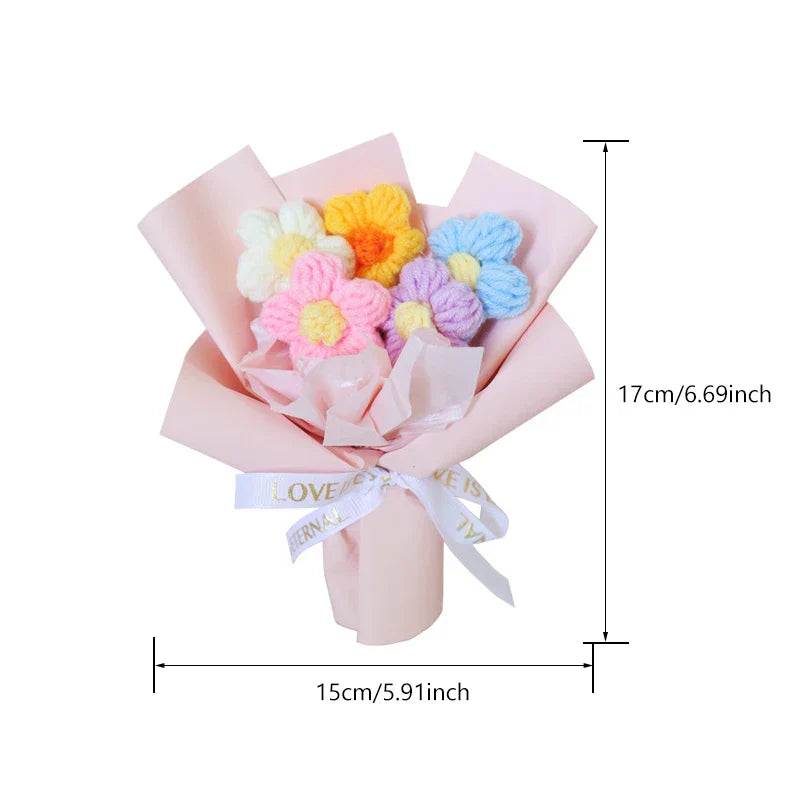 Vintage Handmade Mini Bouquets Crochet Flowers