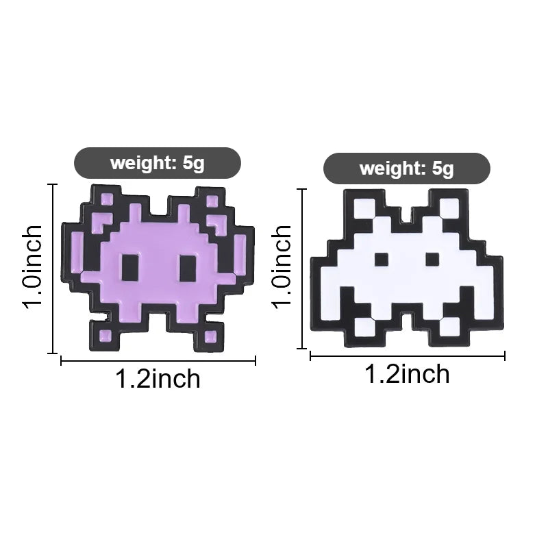 Retro Pixel Invader Enamel Pins