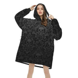 Gothic Schwarzer Totenkopf Fleece-Decken-Hoodie