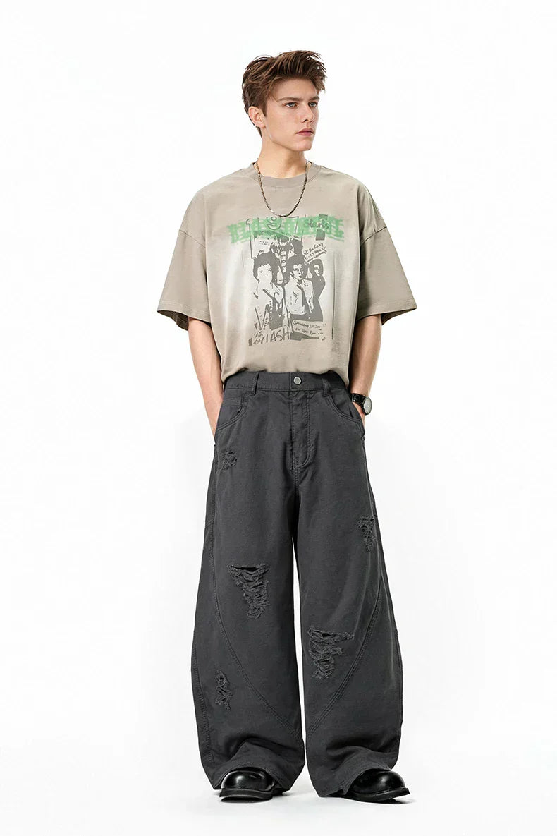 Vintage Distressed Gray Cargo Pants
