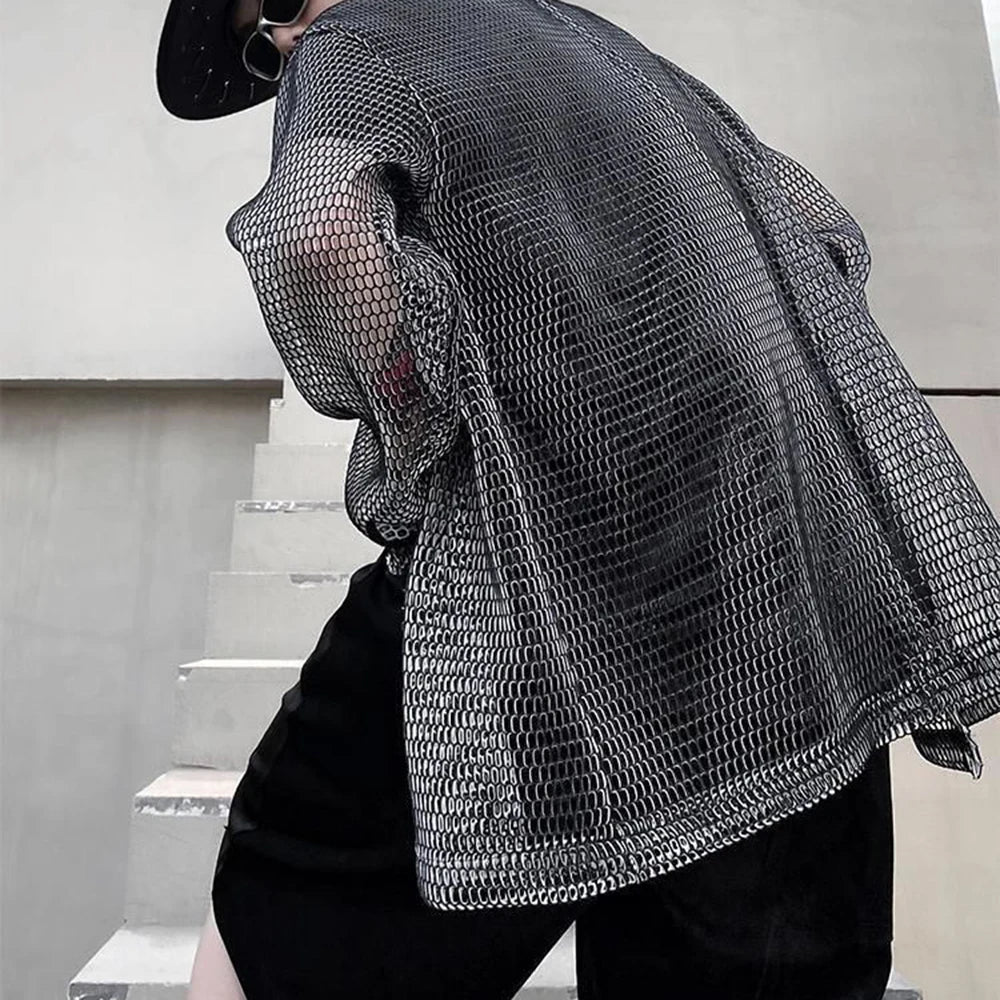 Vintage Oversized Mesh Casual Shirt