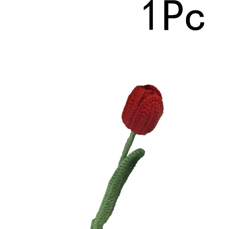 Gestrickter Rosen-Tulpen-Blumenstrauß für Hochzeiten