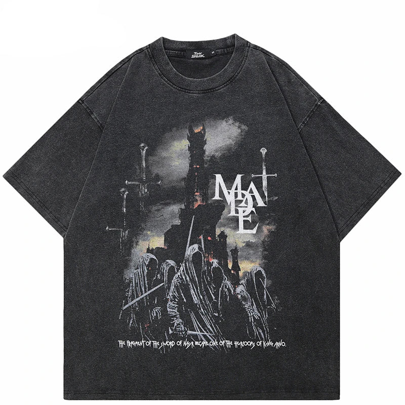Gruseliger Geist Washed Black T-Shirt