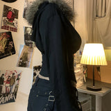 Faux Fur Collar Gothic Hoodie