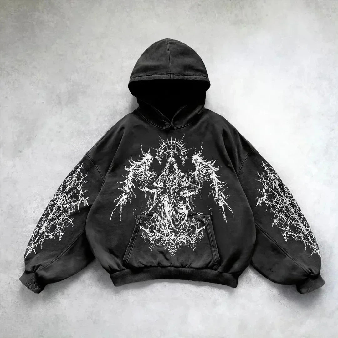 Oversize Revival Retro Black Washed Hoodie