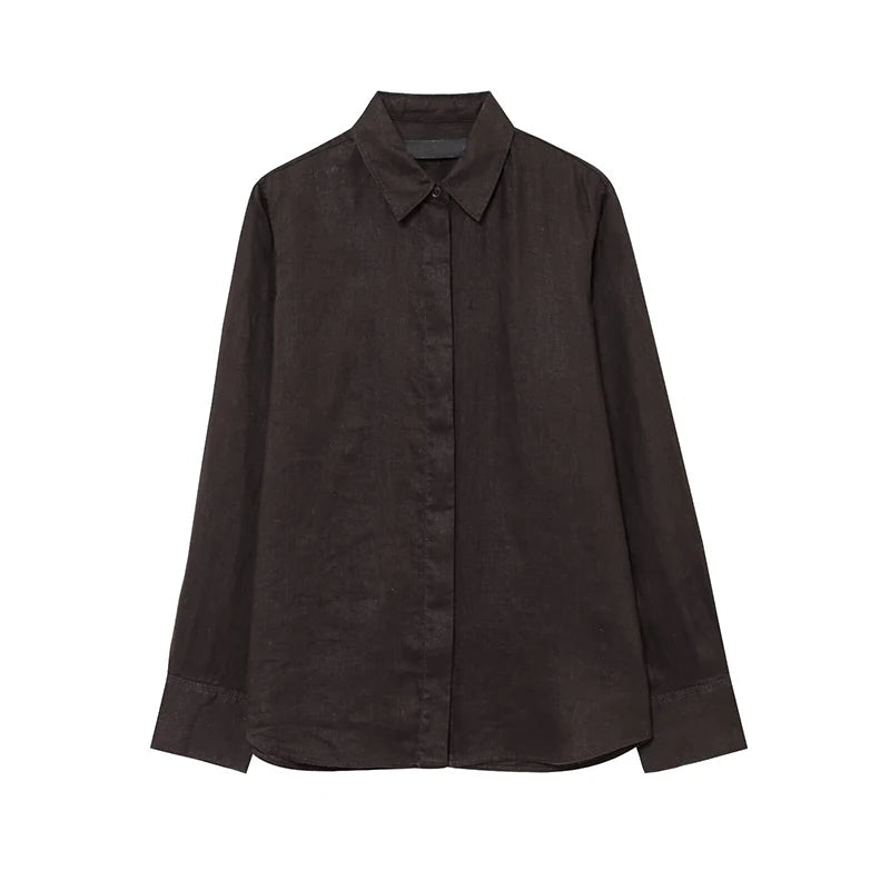 Women Single Breasted Casual Vintage Blouse