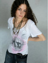 Vintage Lace Patchwork Grunge Punk T-Shirt