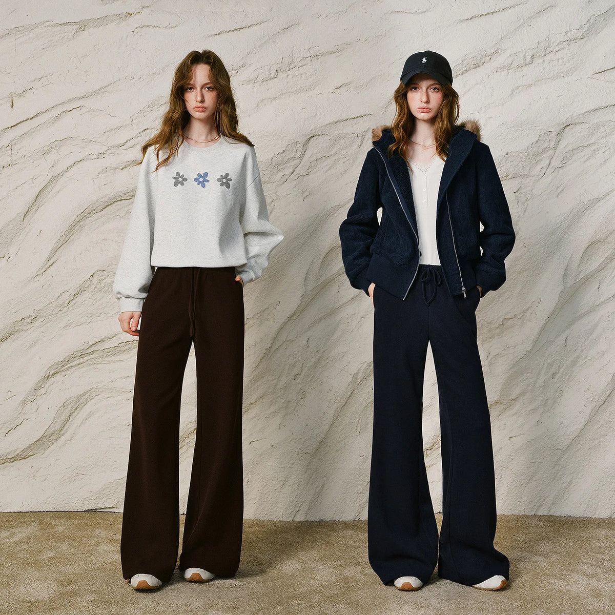 Elastic Waist Cashmere Straight Leg Pants