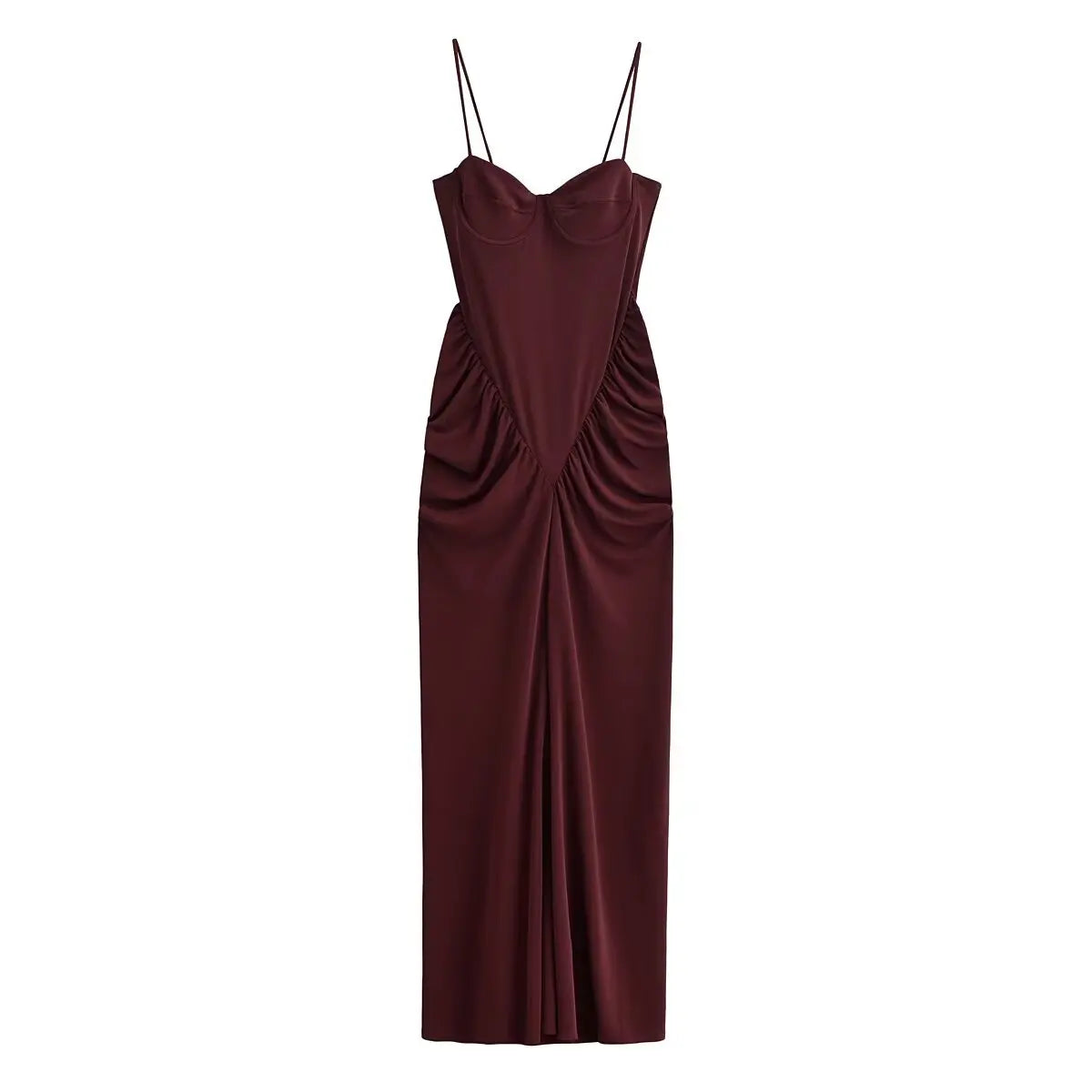 Women's Burgundy Spaghetti Strap Maxi Dresses