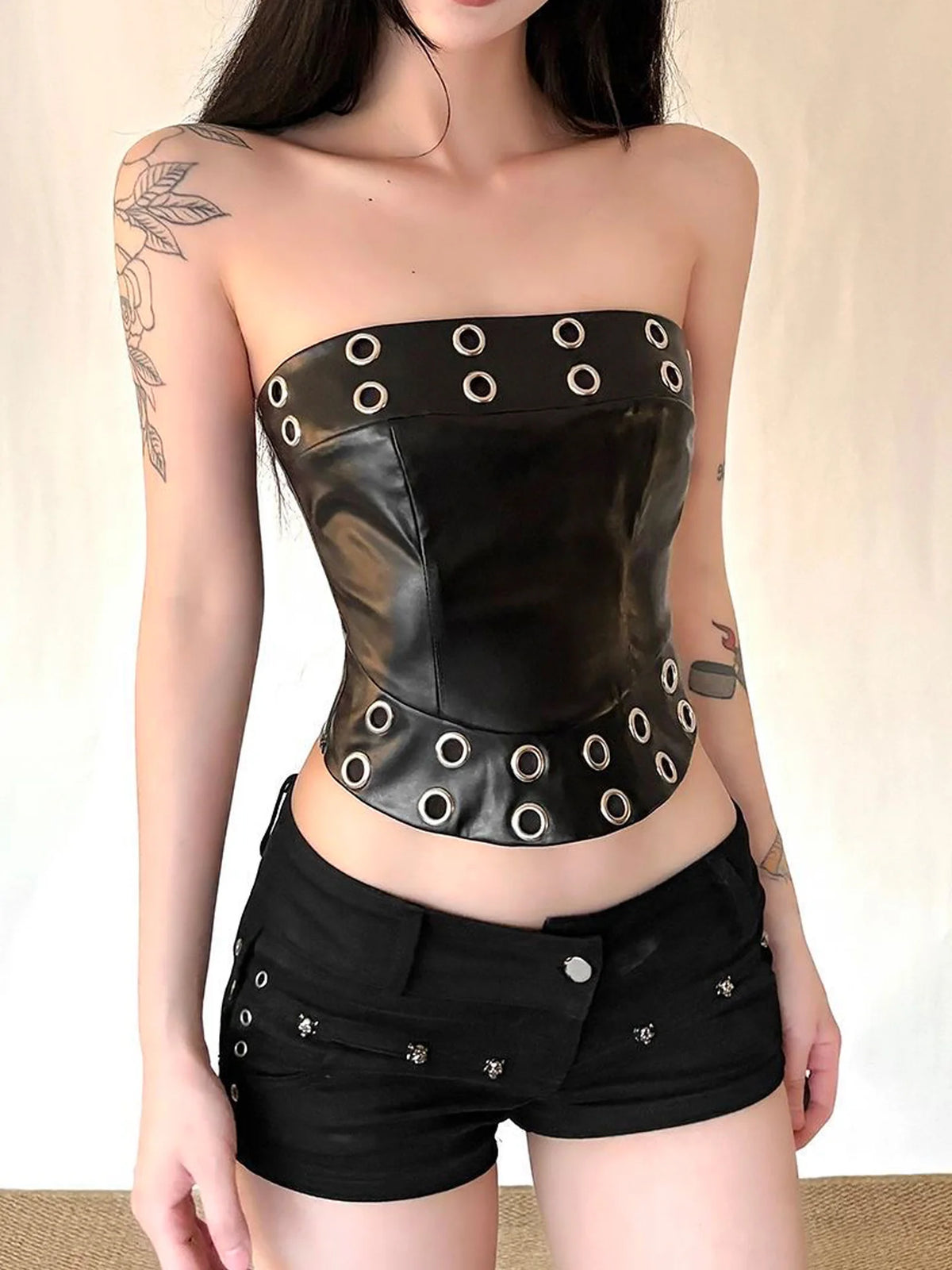 Y2K Goth Grommet Top