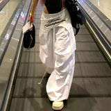 White Embroidered Parachute Pants