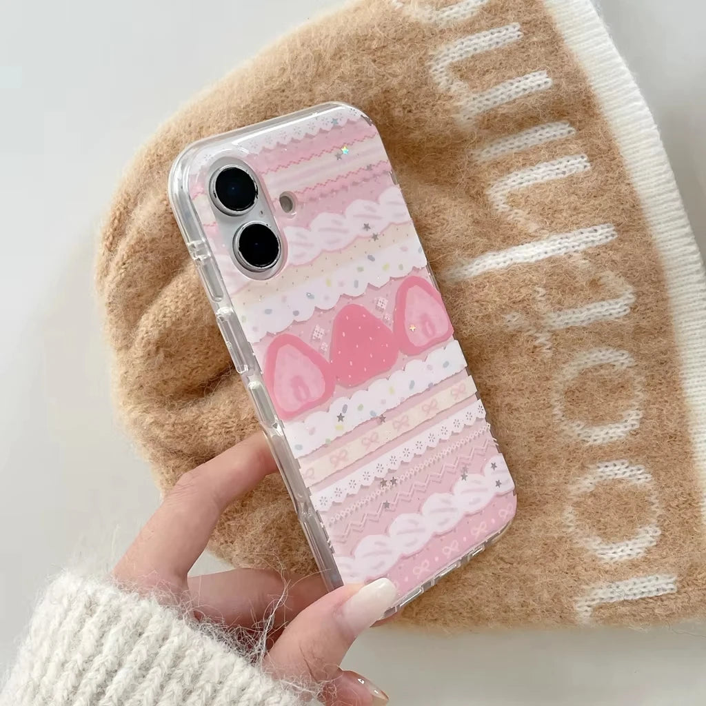 Cream Strawberry Cake Bowknot iPhone Cases