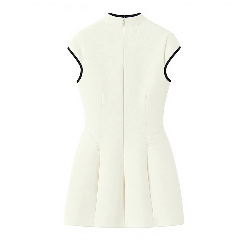 White Cheongsam Inspired Mini Dress
