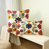 1pc, Vibrant Canvas Flower Embroidery Pillow Cover for Home Decor and Comfortable Sleeping
