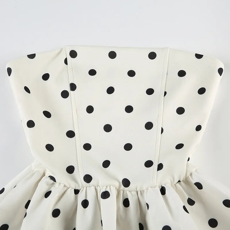 Strapless Coquette Polka Dot Mini Dress
