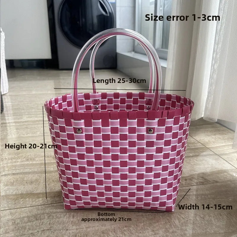 Plastic Handwoven Beach Handbag