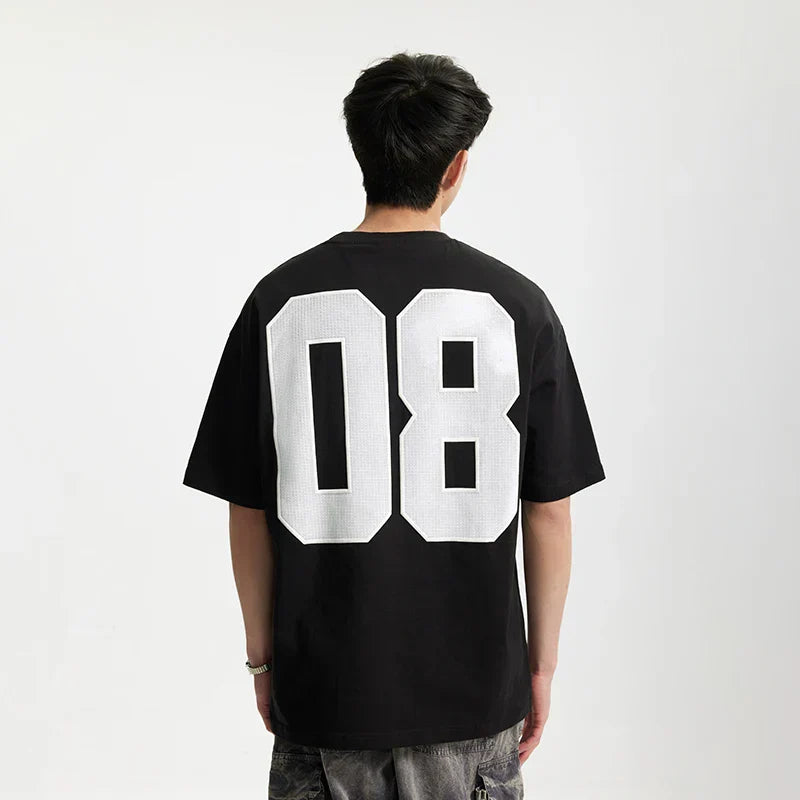 Camiseta Bordada con Estampado de Letras Deportivas