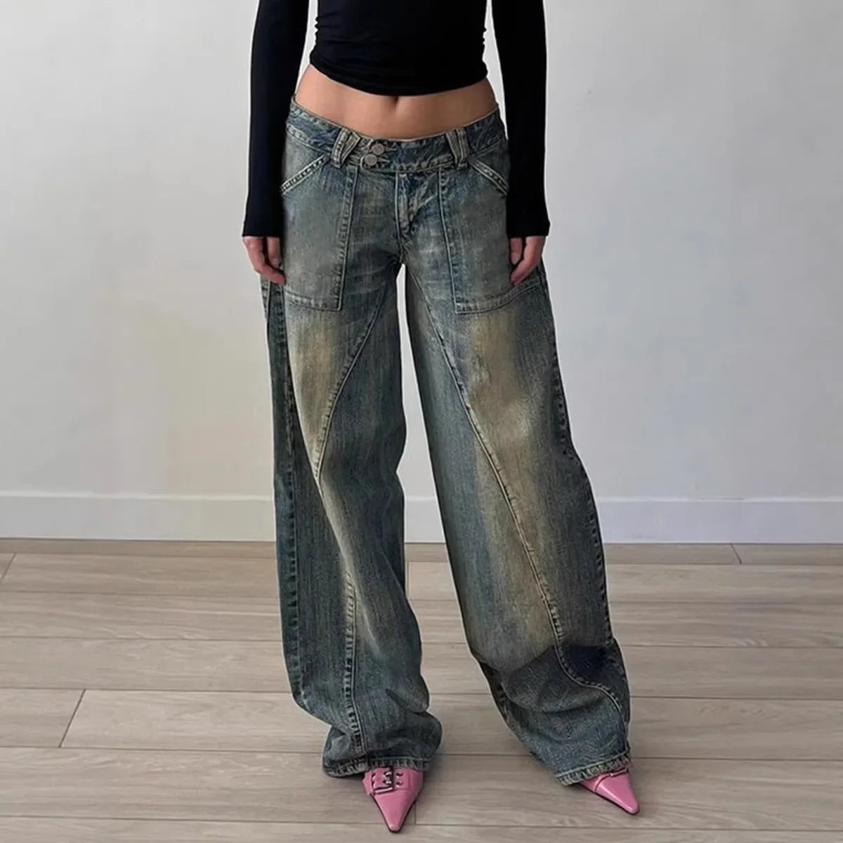 Y2K Baggy Faded Jeans