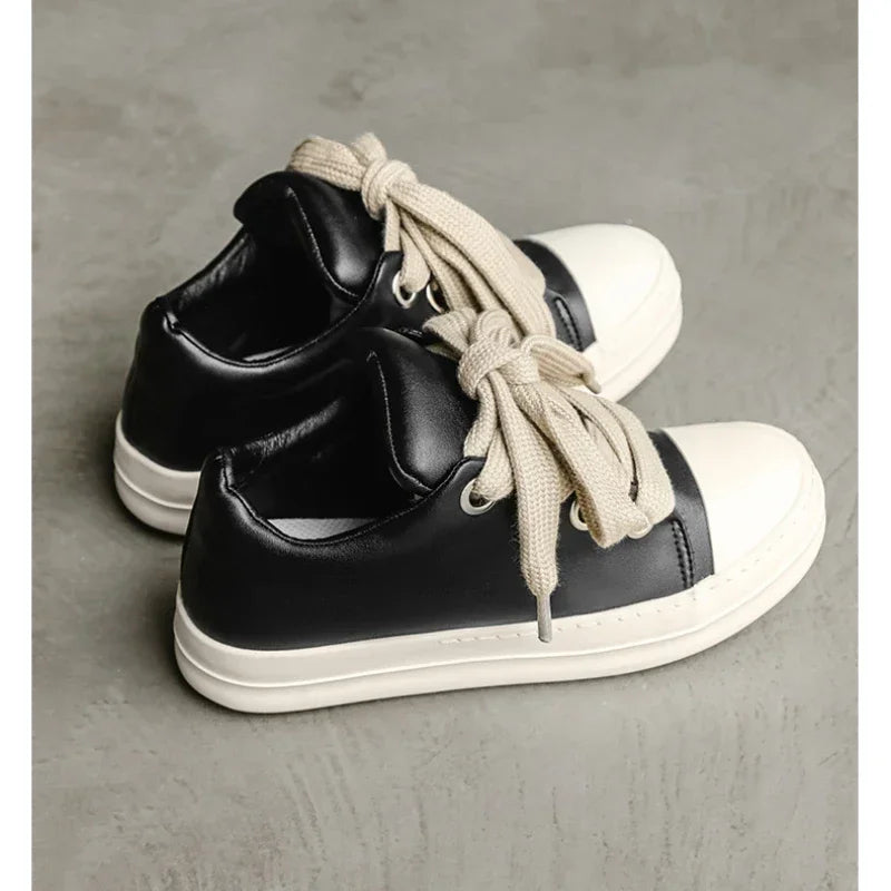 Casual Black Leather Sneakers