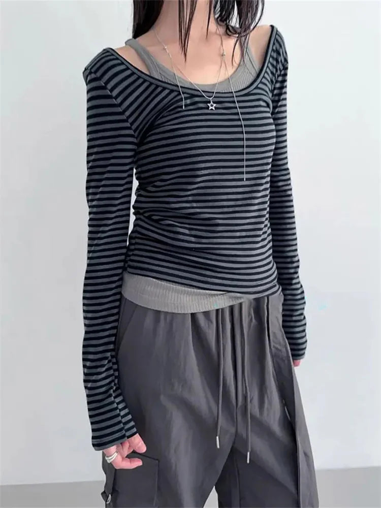 Striped U-Neck T-Shirt