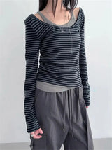 Striped U-Neck T-Shirt