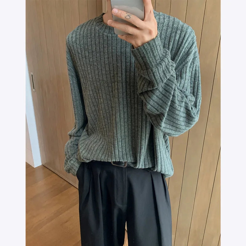 Striped Casual Long-Sleeved Oversized T-Shirt