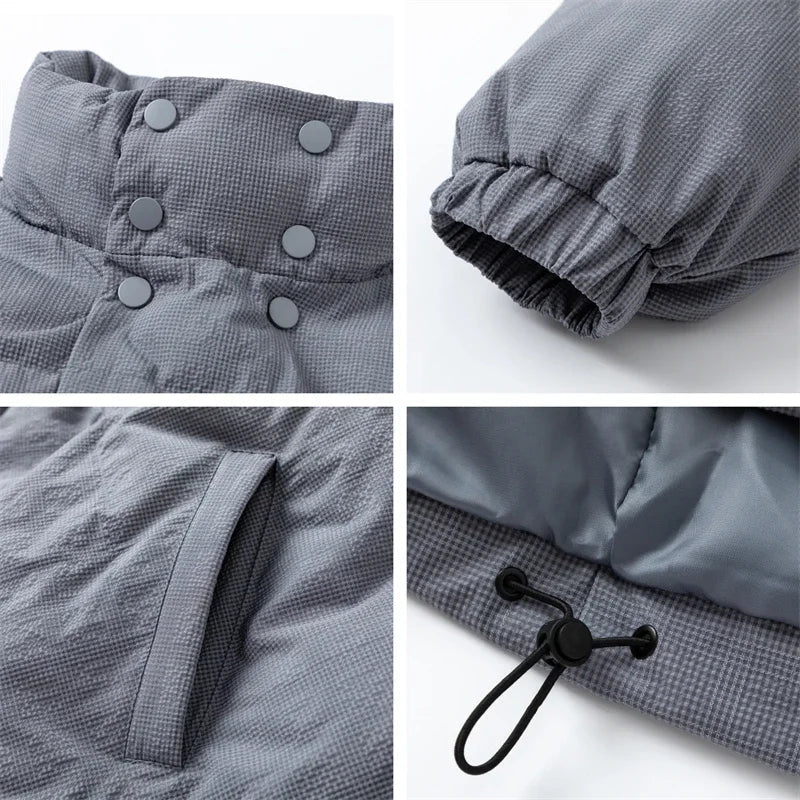 Chaqueta acolchada de plumón para mujer, color gris