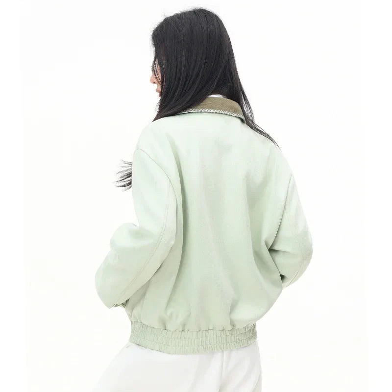 Mint Green Aviator Women's Minimal Varsity Jacket