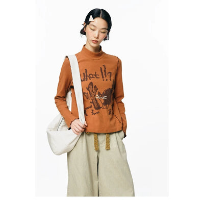 Y2K Cactus Cat Long Sleeve Top