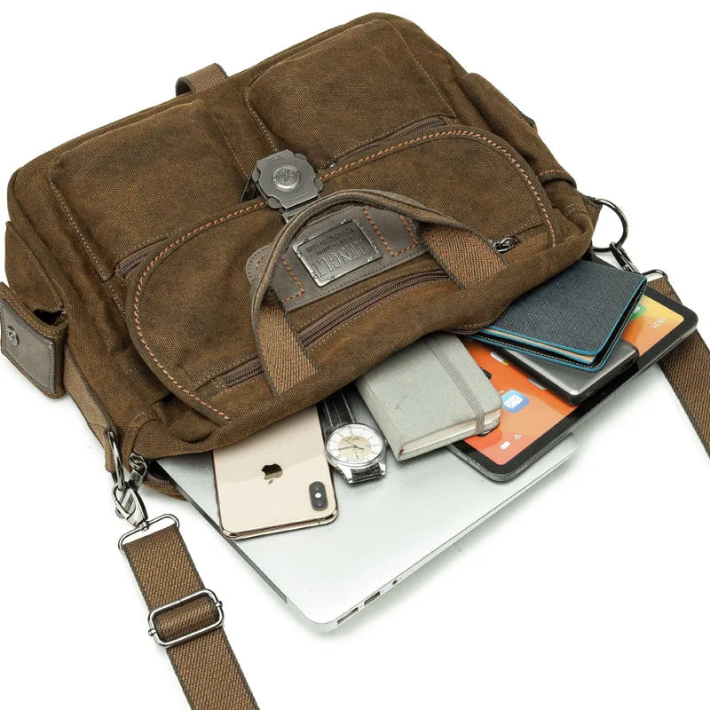 Retro Canvas Brown Messenger Bag
