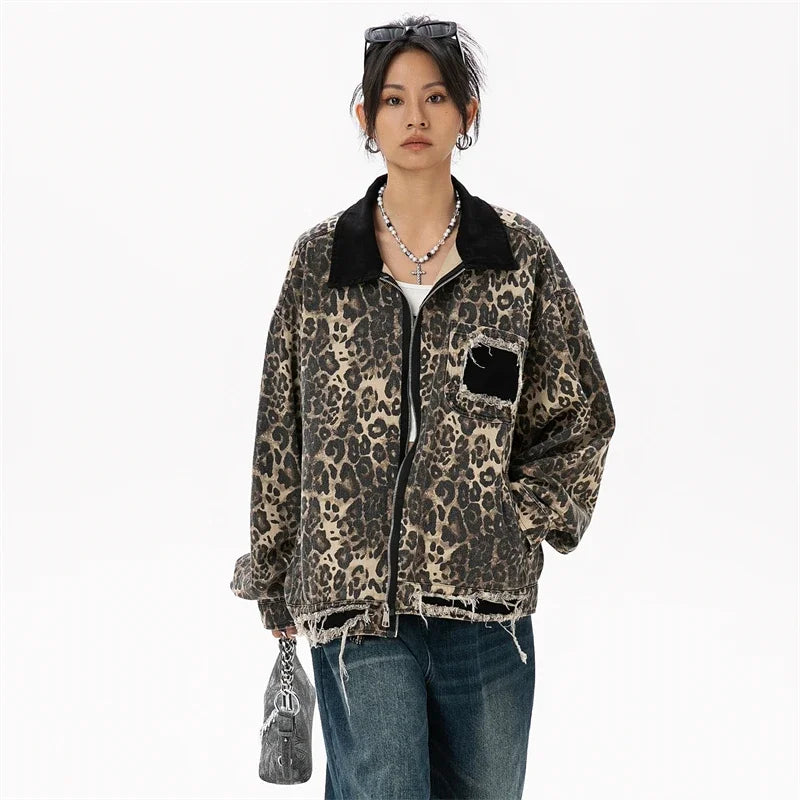 Vintage Leopard Windbreaker Jacket