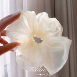 Large Chiffon Rubber Coquette Core Ponytail Holder