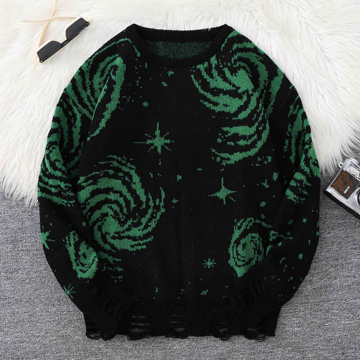 Ripped Abstract Starry Sky Sweater