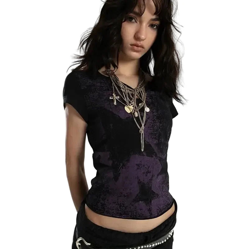 Aesthetic Star Print Grunge T-Shirt