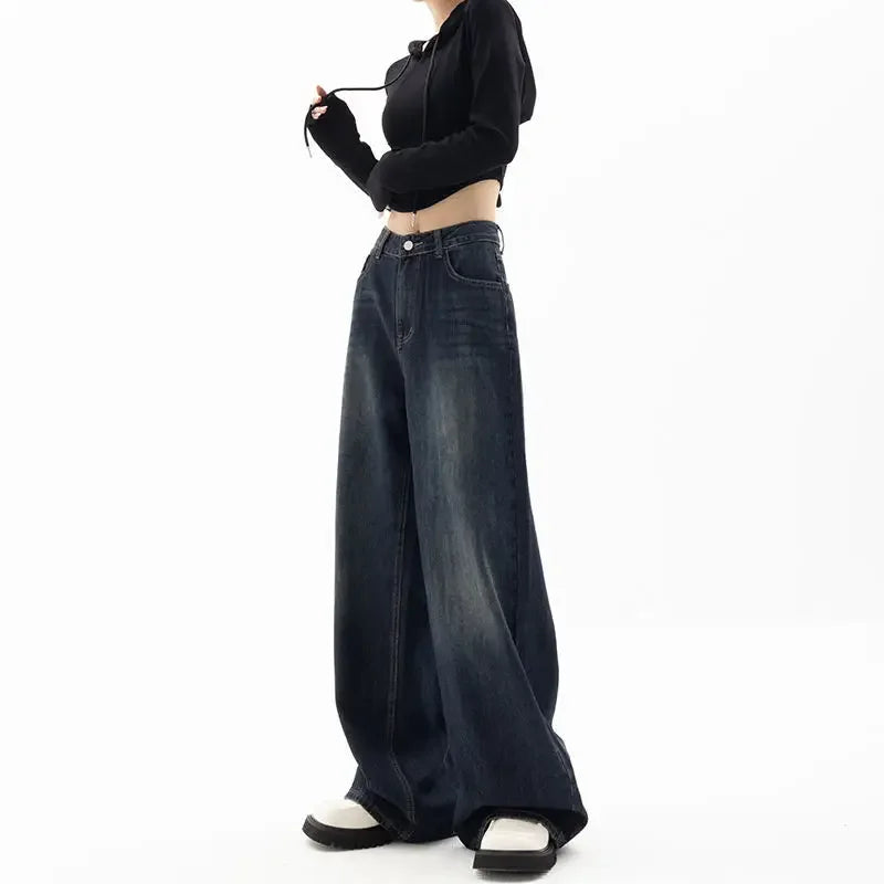 Pantalones anchos de mezclilla de mujer de talle alto