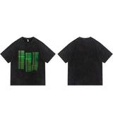 Washed Illusion Letter Printed Cotton T-Shirt