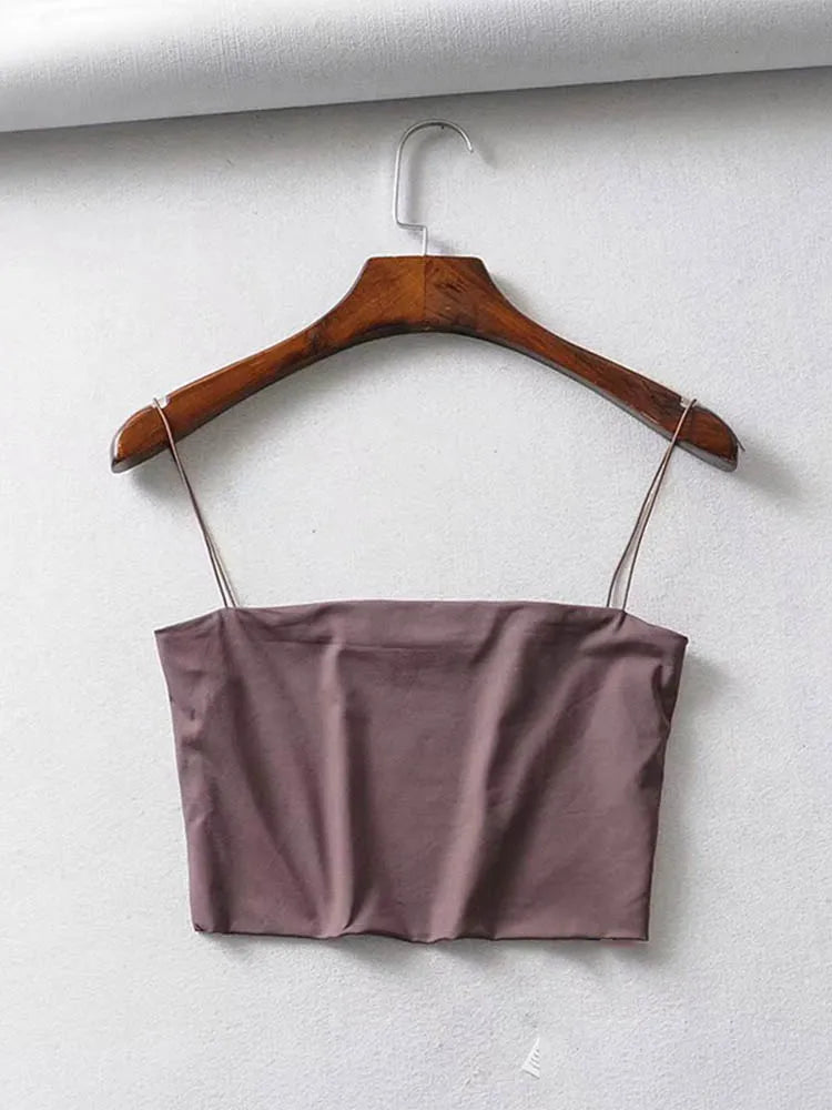 Women's Elastic Cotton Camis Crop Top