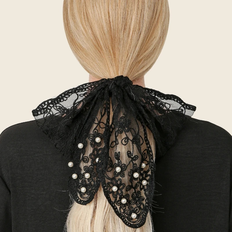 Soft Girl Solid Color Hollow Out Headscarf