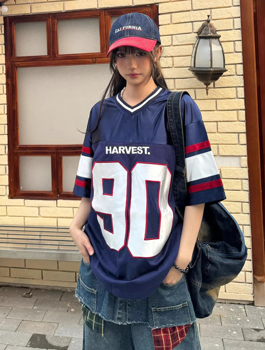 Contrast Panel Short Sleeve Embroidered T-Shirt