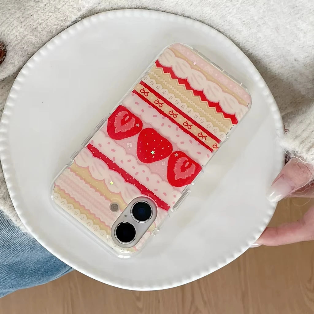 Cream Strawberry Cake Bowknot iPhone Cases